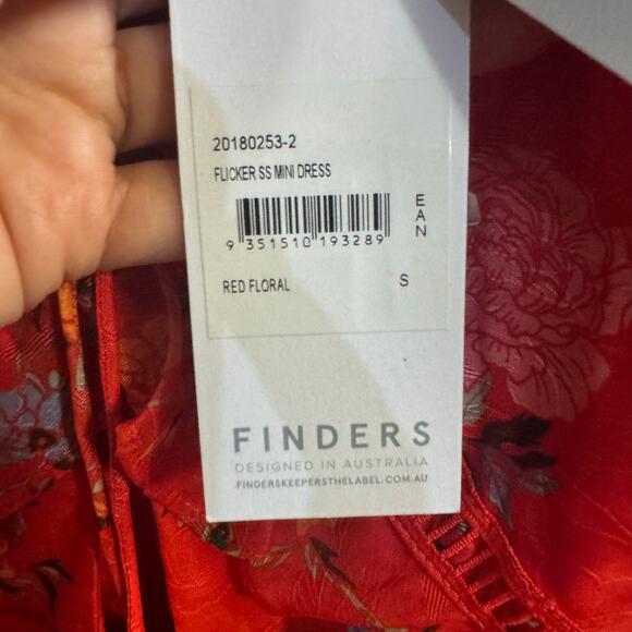 Finders Keepers Flicker Coral Red Floral Print Sleeveless Mini Dress Size Small - Picture 10 of 11